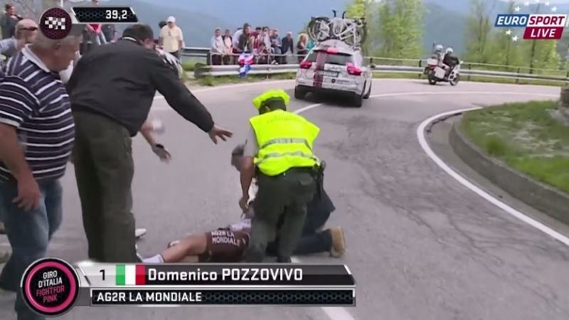 Impactante caida de domenico Pozzovivo en el Giro de Italia 2015
